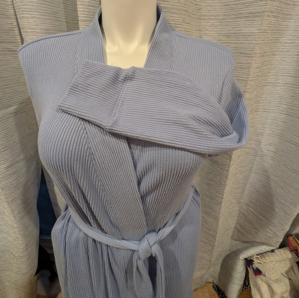Lands' End Light Blue Ribbed Robe - L - Picture 5 of 6